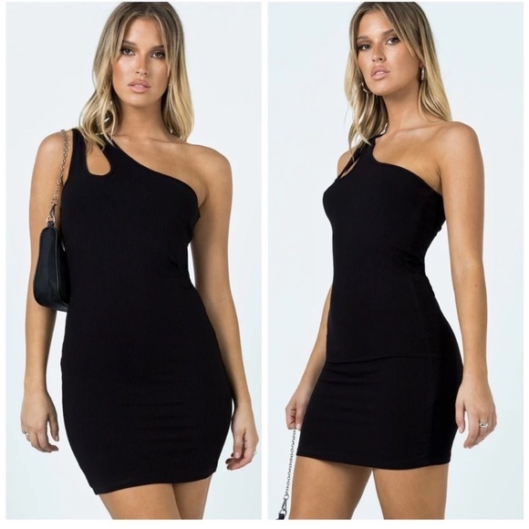 NWOT Princess Polly Tiller Ribbed Black Mini Dress Size 4 - Picture 3 of 11